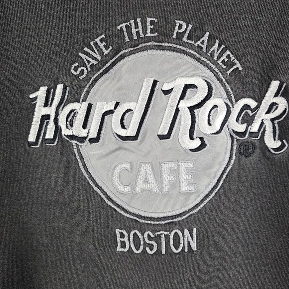 Vintage Hard Rock Cafe Boston Save The Planet Sweatshirt Embroidered Sz L USA - Picture 2 of 14